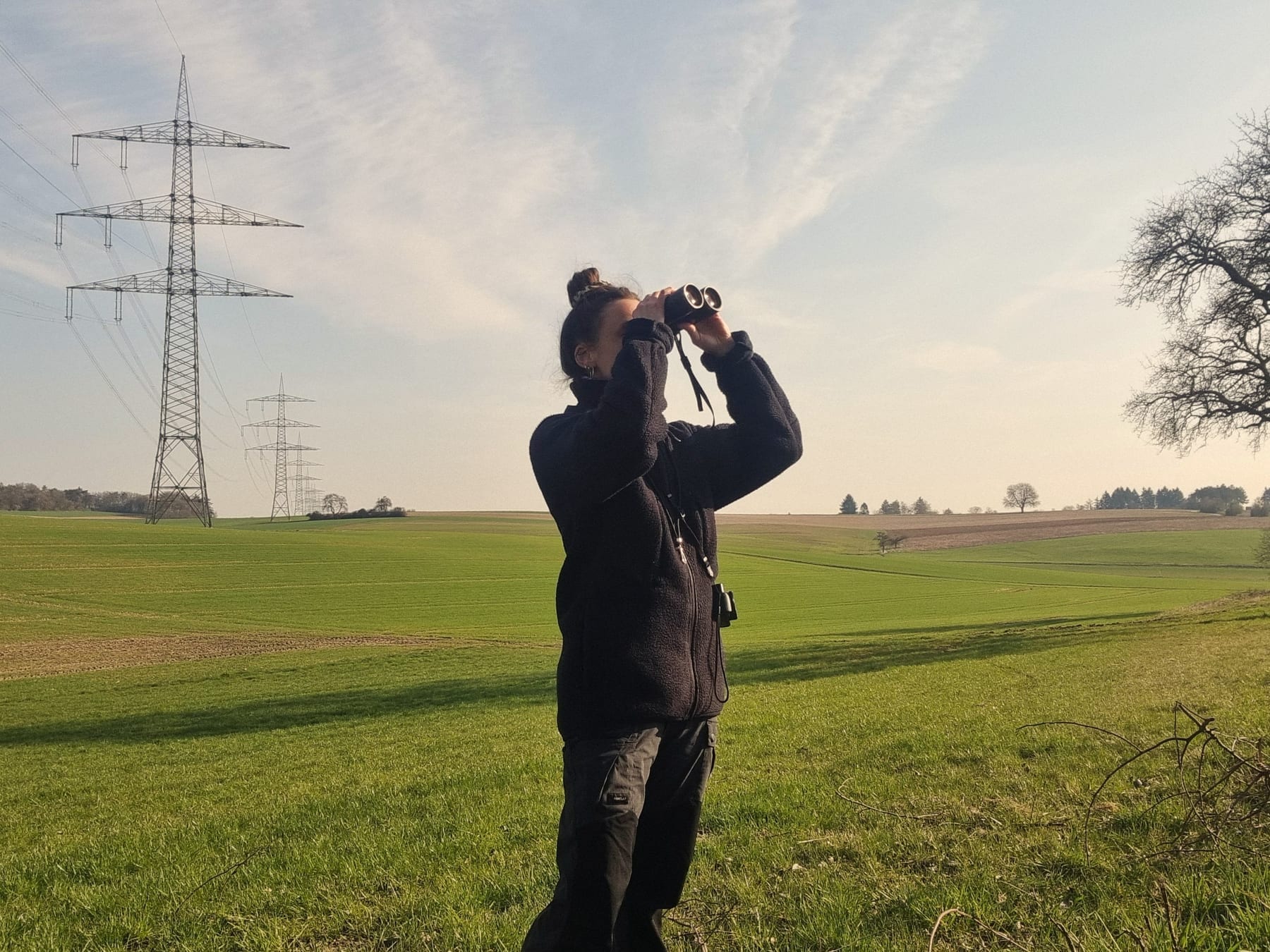 Heidi Mühl bei der Geländeerfassung als Grundlage für die spezielle artenschutzrechtliche Prüfung (saP)
